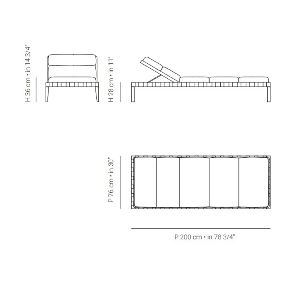 Leżak ogrodowy z ramą z drewna tekowego Made in Italy - Briga Viadurini