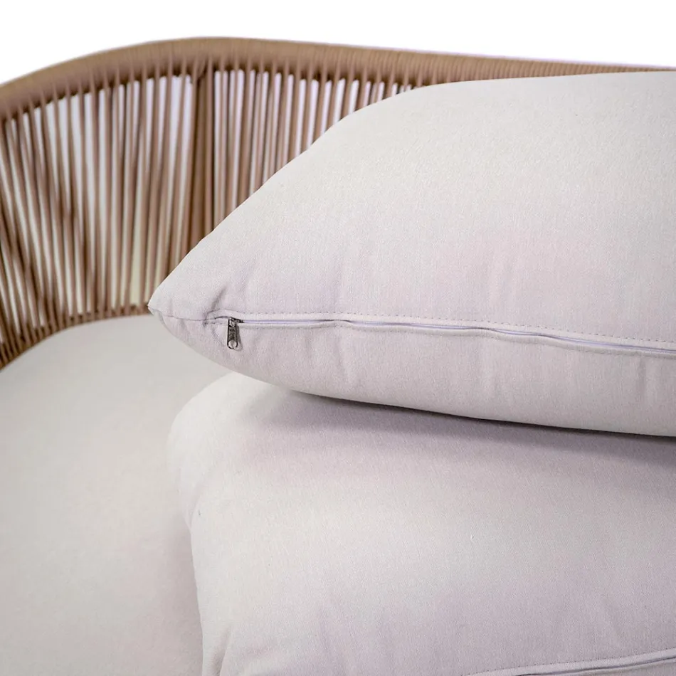 Leżak ogrodowy z ramą z drewna tekowego, linami i poduszkami - namiot Viadurini