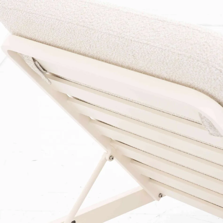 Leżak zewnętrzny z aluminium i tkaniny na kółkach - Solaria Viadurini