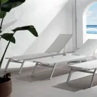 Leżak zewnętrzny z aluminium i tekstylinu z wysuwanymi kołami, 2 sztuki - osioł Viadurini