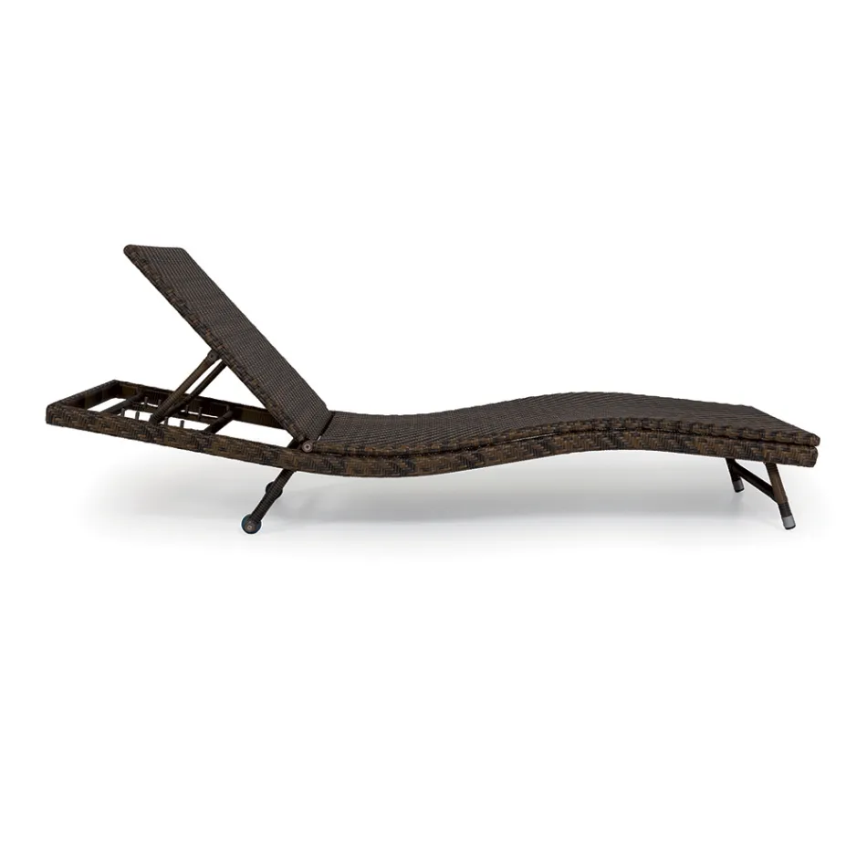 Leżak ogrodowy z technorattanu na kółkach - Meredith Viadurini