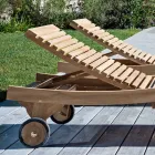 Zewnętrzne łóżko do opalania z naturalnego drewna tekowego - Yggdrasil Viadurini