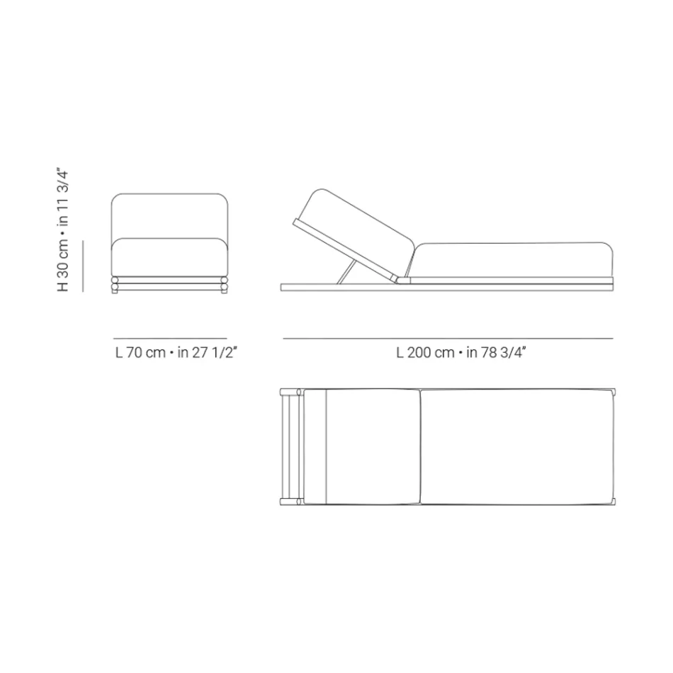 Leżak ogrodowy z tkaniny i konstrukcji drewnianej Made in Italy - Armelia Viadurini