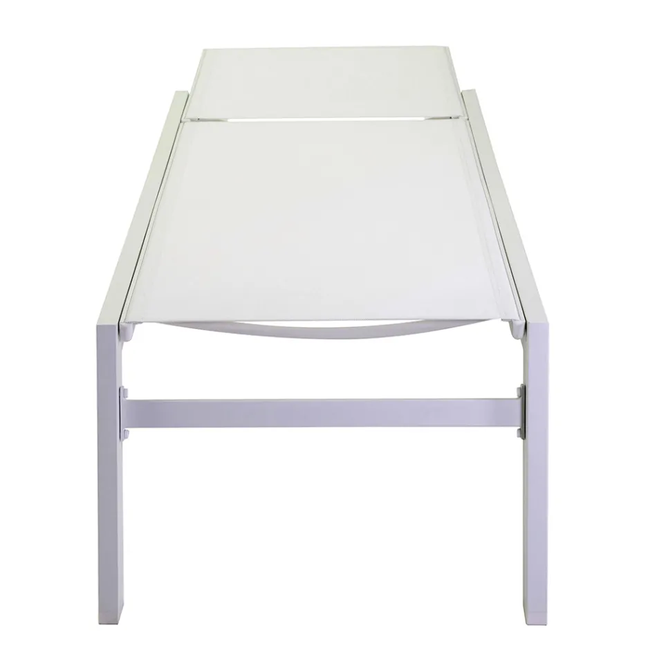 Leżak zewnętrzny wykonany z aluminium i tekstylenu z 2 kółkami - Kostium Viadurini