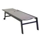 Leżak zewnętrzny wykonany z aluminium i tekstylenu z 2 kółkami - Kostium Viadurini