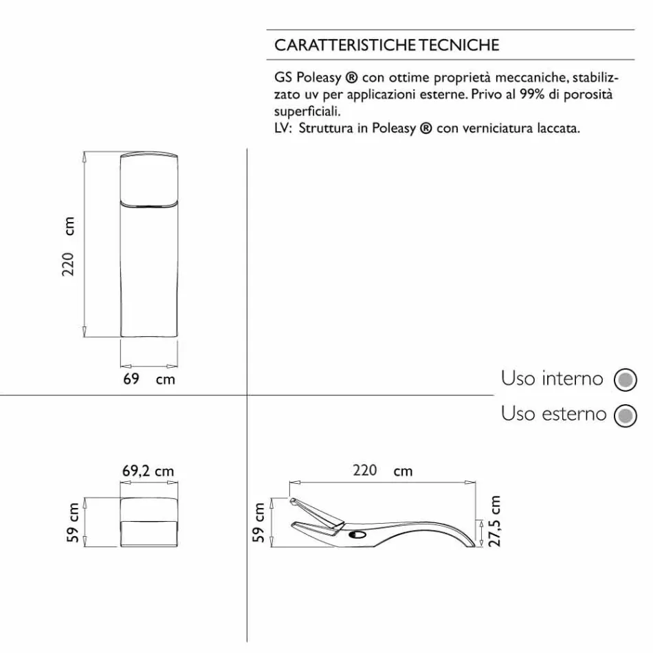 Zaprojektuj leżak ogrodowy szezlong z białego plastiku - Zoe od Mayyour Viadurini