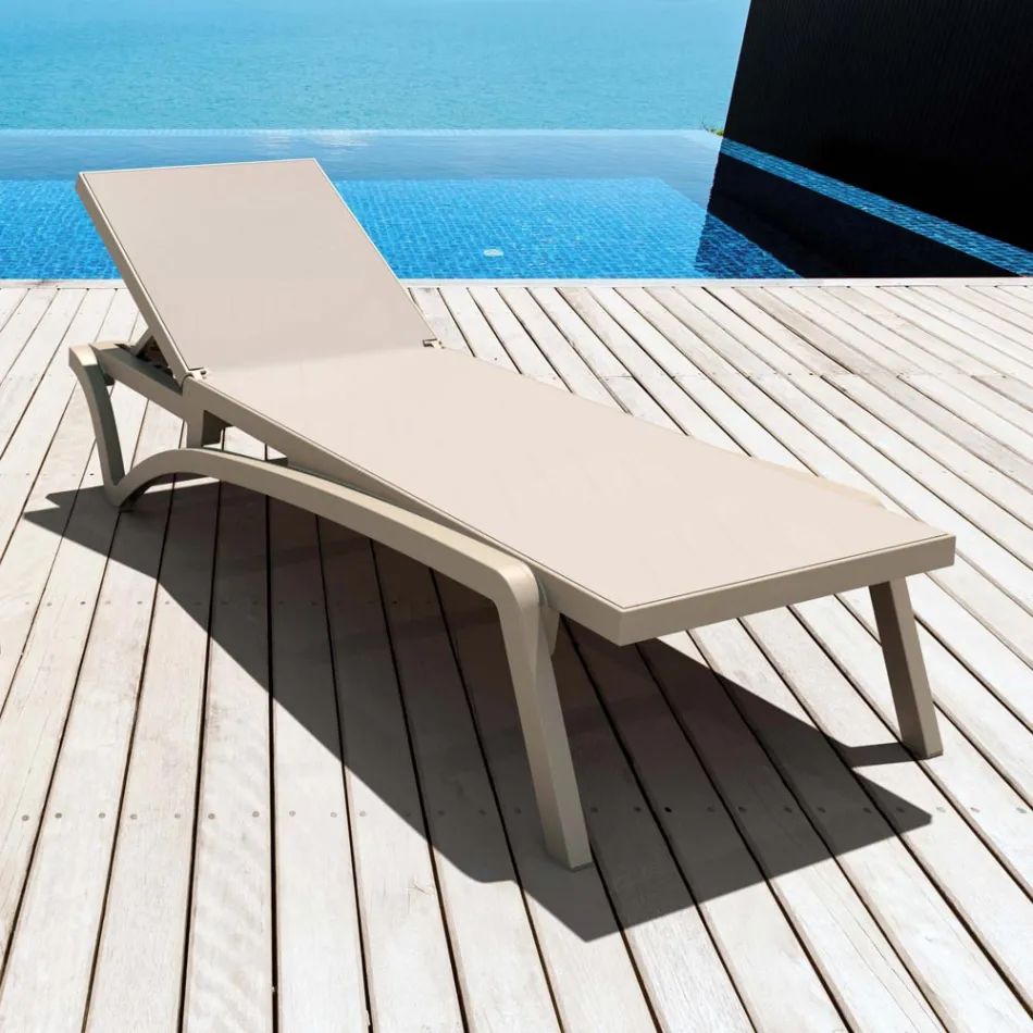 Polipropylen i kolorowy tekstylny leżak ogrodowy do układania w stos - Artelia Viadurini