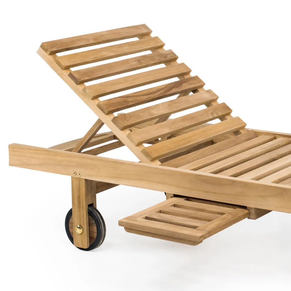 Łóżko ogrodowe z naturalnego drewna tekowego - Yggdrasil Viadurini