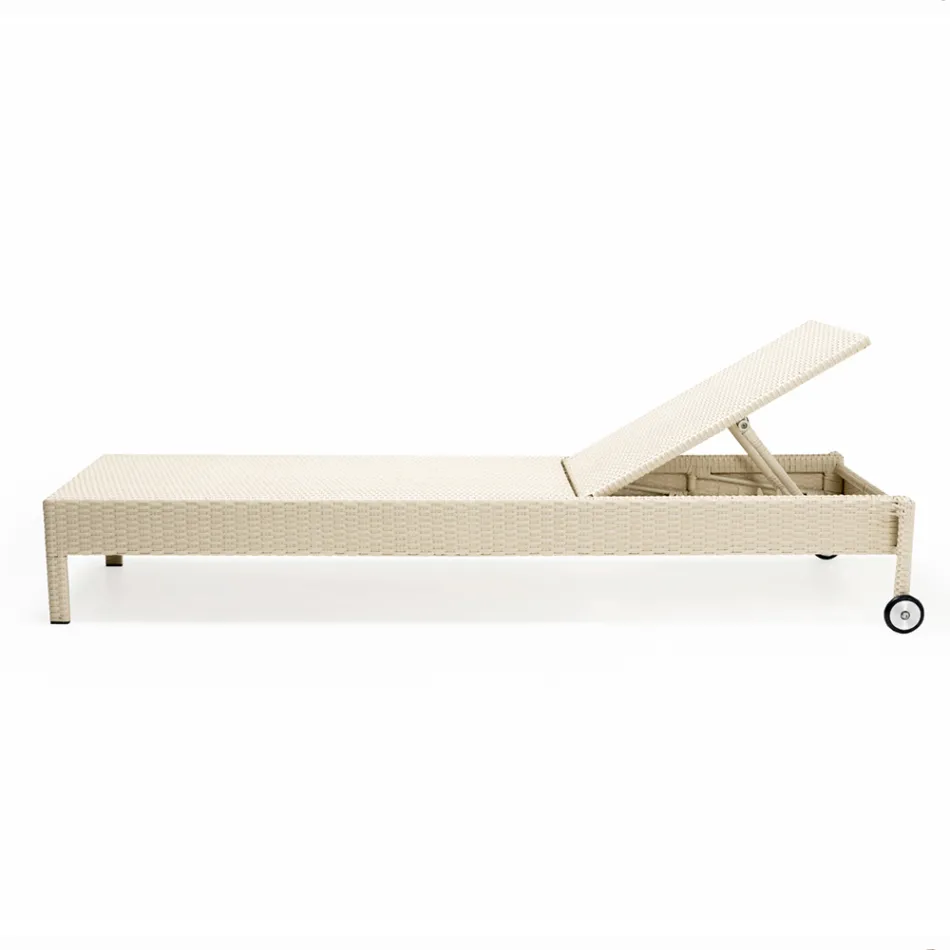 Polirattanowy leżak ogrodowy z kółkami - opalanie Viadurini