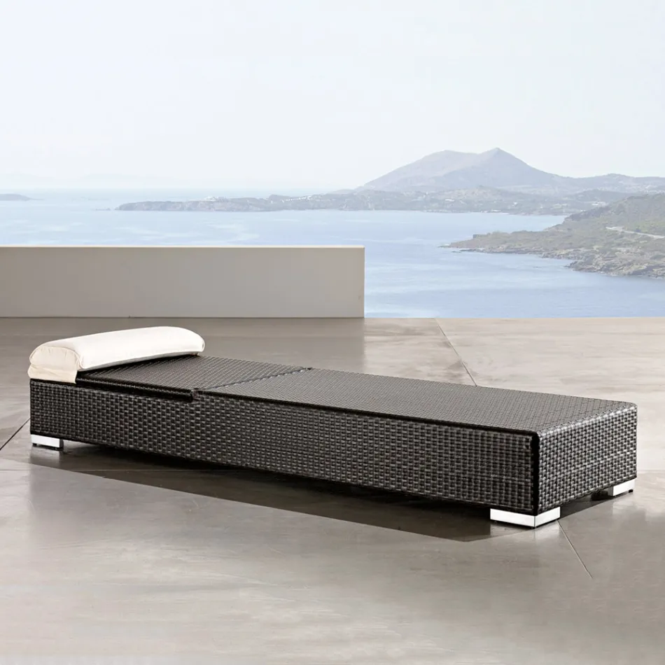 Leżak ogrodowy z ręcznie tkanego technorattanu - Experia Viadurini