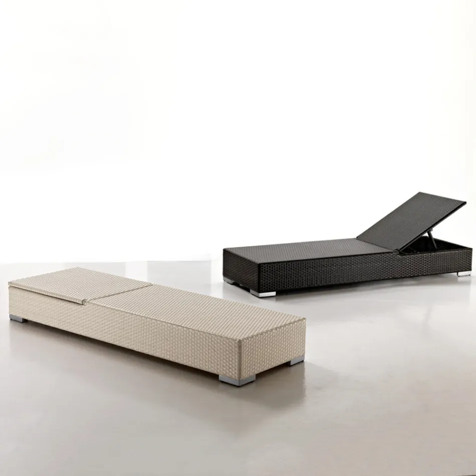 Leżak ogrodowy z ręcznie tkanego technorattanu - Experia Viadurini