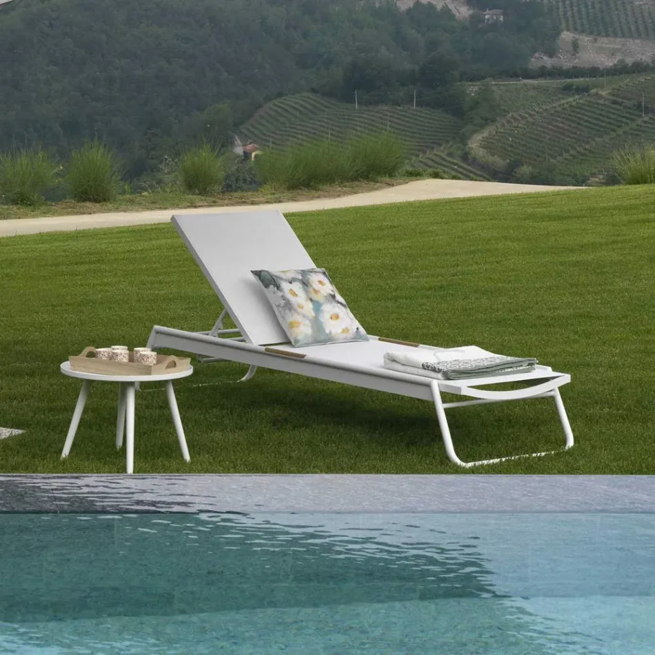 Łóżeczko aluminiowo-tekstylne z wkładem z drewna poliestrowego - Ink Viadurini