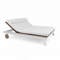 Podwójne lub pojedyncze zewnętrzne łóżko do opalania z aluminium i drewna - Cynthia