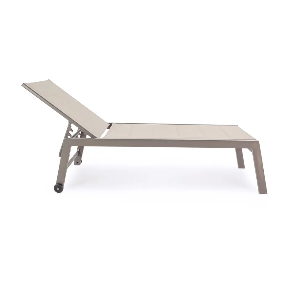 Nowoczesny leżak ogrodowy z aluminium na kółkach do użytku na zewnątrz - Franz Viadurini