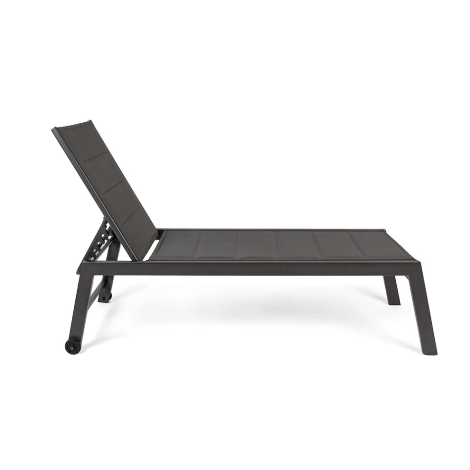 Nowoczesny leżak ogrodowy z aluminium na kółkach do użytku na zewnątrz - Franz Viadurini