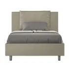 Łóżko 120x200 cm z zagłówkiem i poduszkami ze sztucznej skóry. Wyprodukowano we Włoszech - Olimpiadi Viadurini