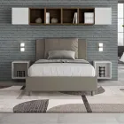 Łóżko 120x200 cm z zagłówkiem i poduszkami ze sztucznej skóry. Wyprodukowano we Włoszech - Olimpiadi Viadurini