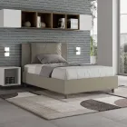 Łóżko 120x200 cm z zagłówkiem i poduszkami ze sztucznej skóry. Wyprodukowano we Włoszech - Olimpiadi Viadurini