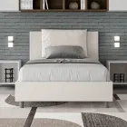 Łóżko 120x200 cm z zagłówkiem i poduszkami ze sztucznej skóry. Wyprodukowano we Włoszech - Olimpiadi Viadurini