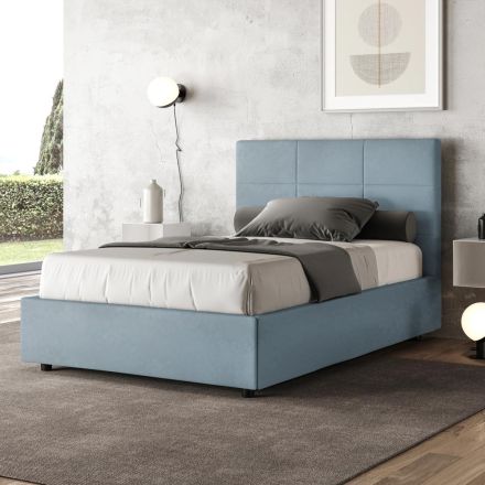 Łóżko 140x200 cm z prostokątnym zagłówkiem z mikrofibry Made in Italy - Brina Viadurini