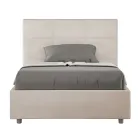 Łóżko 140x200 cm z prostokątnym zagłówkiem z mikrofibry Wyprodukowano we Włoszech - Brina Viadurini