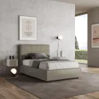 Łóżko 140x200 cm z prostokątnym zagłówkiem ze sztucznej skóry, wyprodukowane we Włoszech - Brina Viadurini