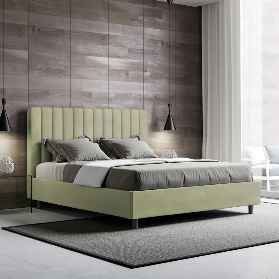 Pościel z mikrofibry 160x200 cm z symetrycznymi pionowymi liniami Wyprodukowano we Włoszech - Rękawica Viadurini