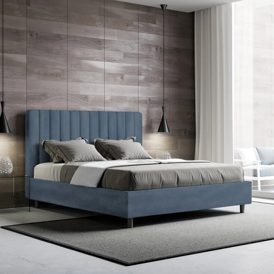 Pościel z mikrofibry 160x200 cm z symetrycznymi pionowymi liniami Wyprodukowano we Włoszech - Rękawica Viadurini