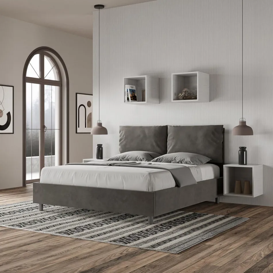 Zagłówek łóżka 160x200 cm z poduszkami z mikrofibry Wyprodukowano we Włoszech - Igrzyska Olimpijskie Viadurini