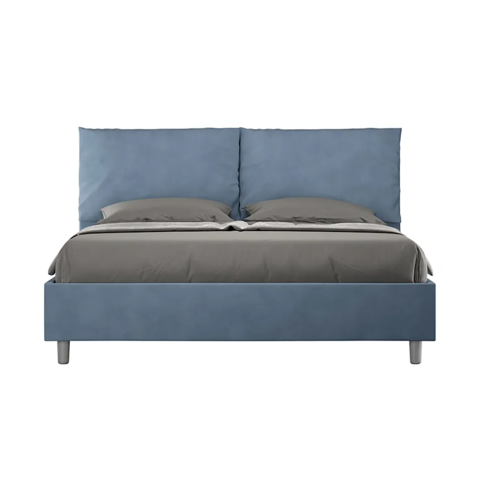 Zagłówek łóżka 160x200 cm z poduszkami z mikrofibry Wyprodukowano we Włoszech - Igrzyska Olimpijskie Viadurini