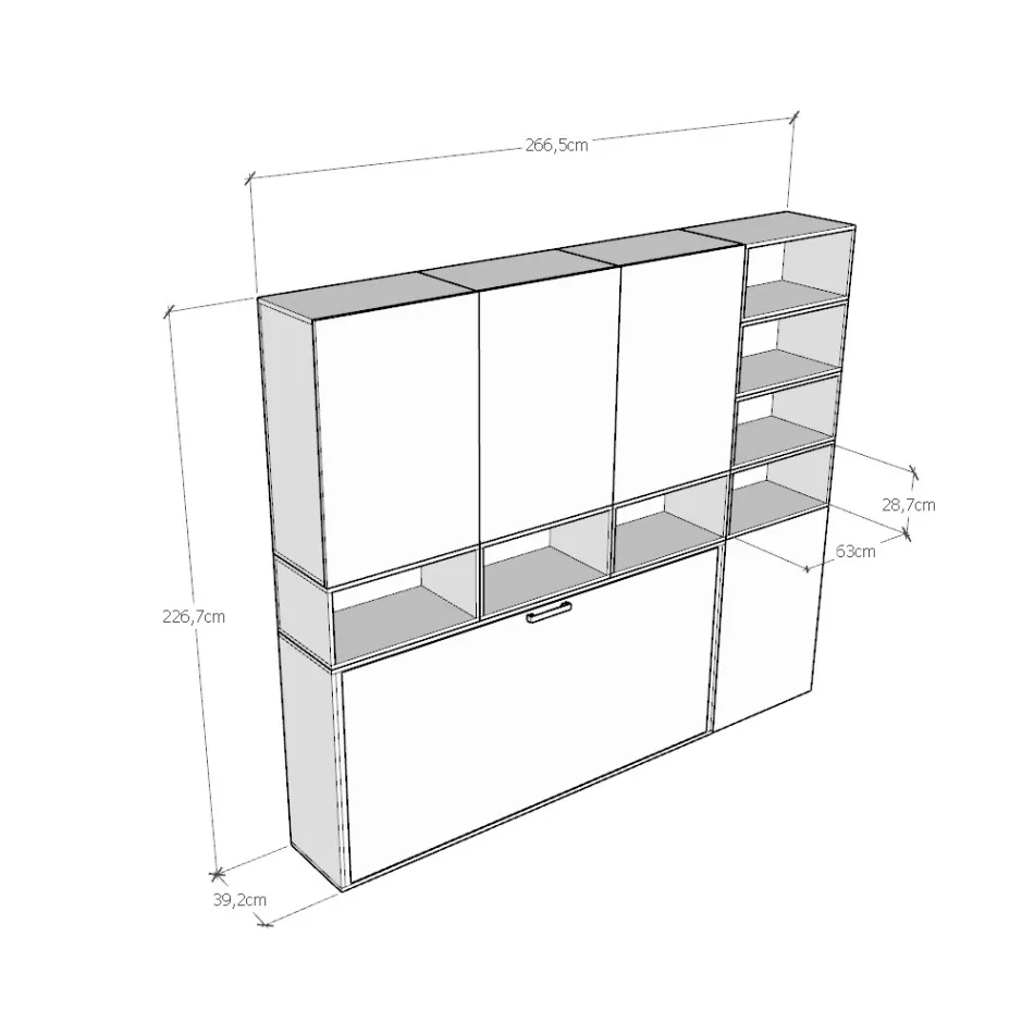 Pojedyncze łóżko Murphy w różnych kompozycjach - Współpraca Viadurini