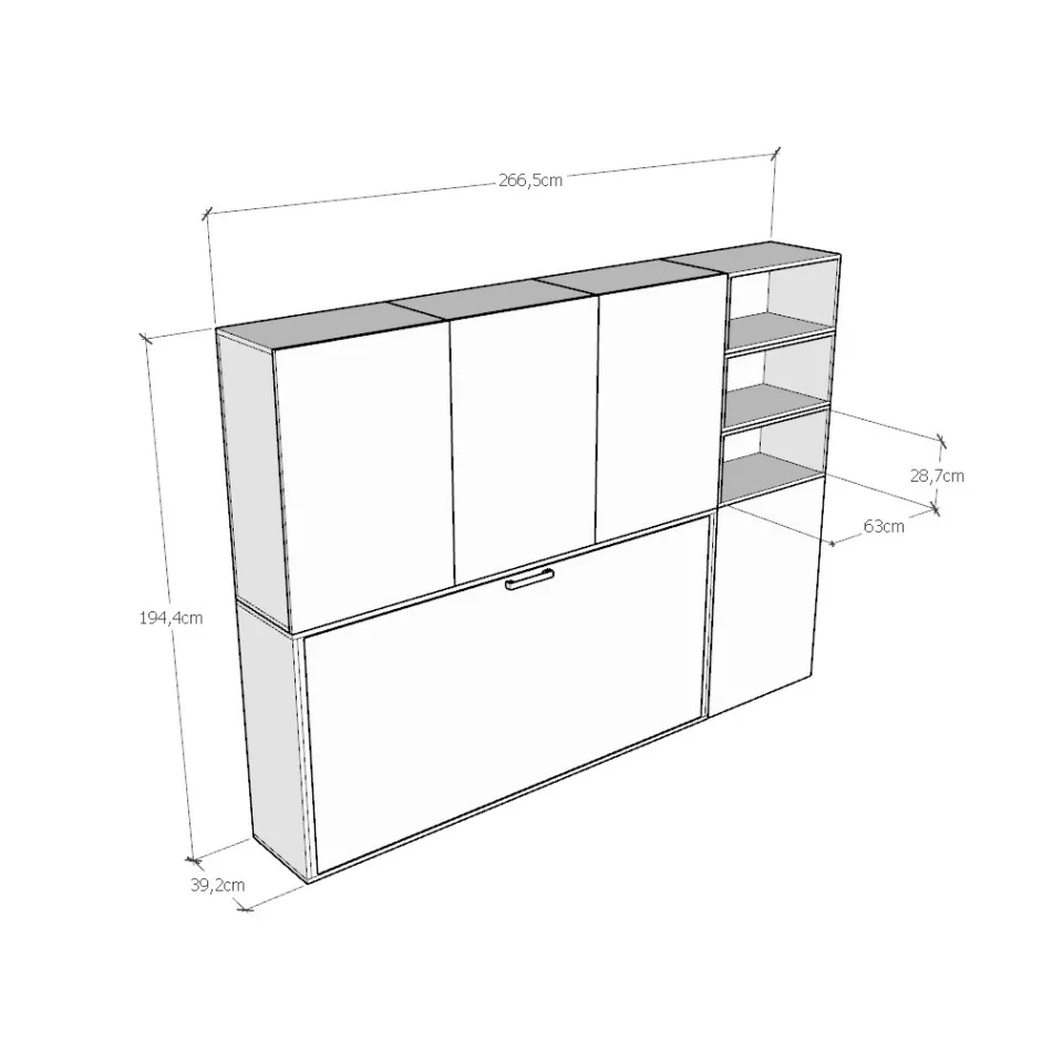 Pojedyncze łóżko Murphy w różnych kompozycjach - Współpraca Viadurini