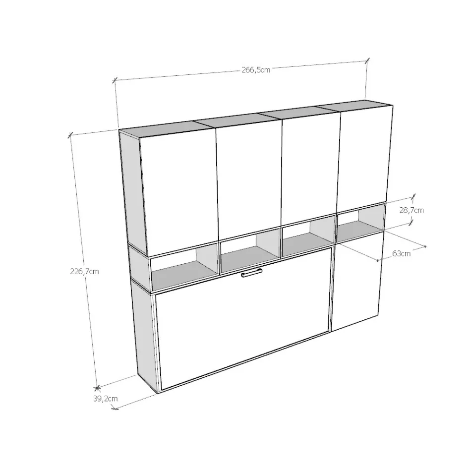 Pojedyncze łóżko Murphy w różnych kompozycjach - Współpraca Viadurini