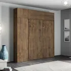 Łóżko Queen Size z pionowym składaniem z kolumną i szafką ścienną - Magicompare Viadurini