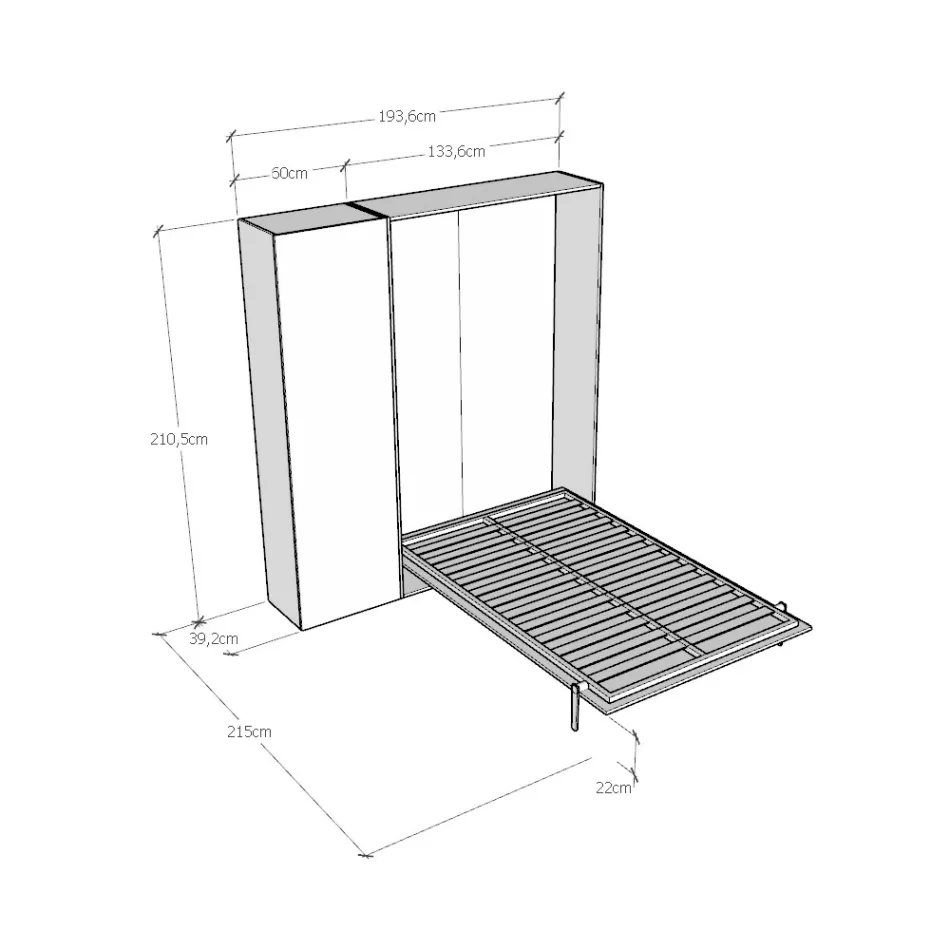 Łóżko Queen Size z pionowym składaniem i kolumną - Magicompare Viadurini