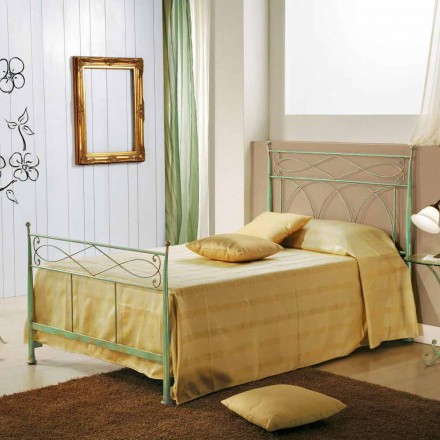 Pojedyncze łóżko i pół Gabriella zielone żelaza pobity miedzi Viadurini