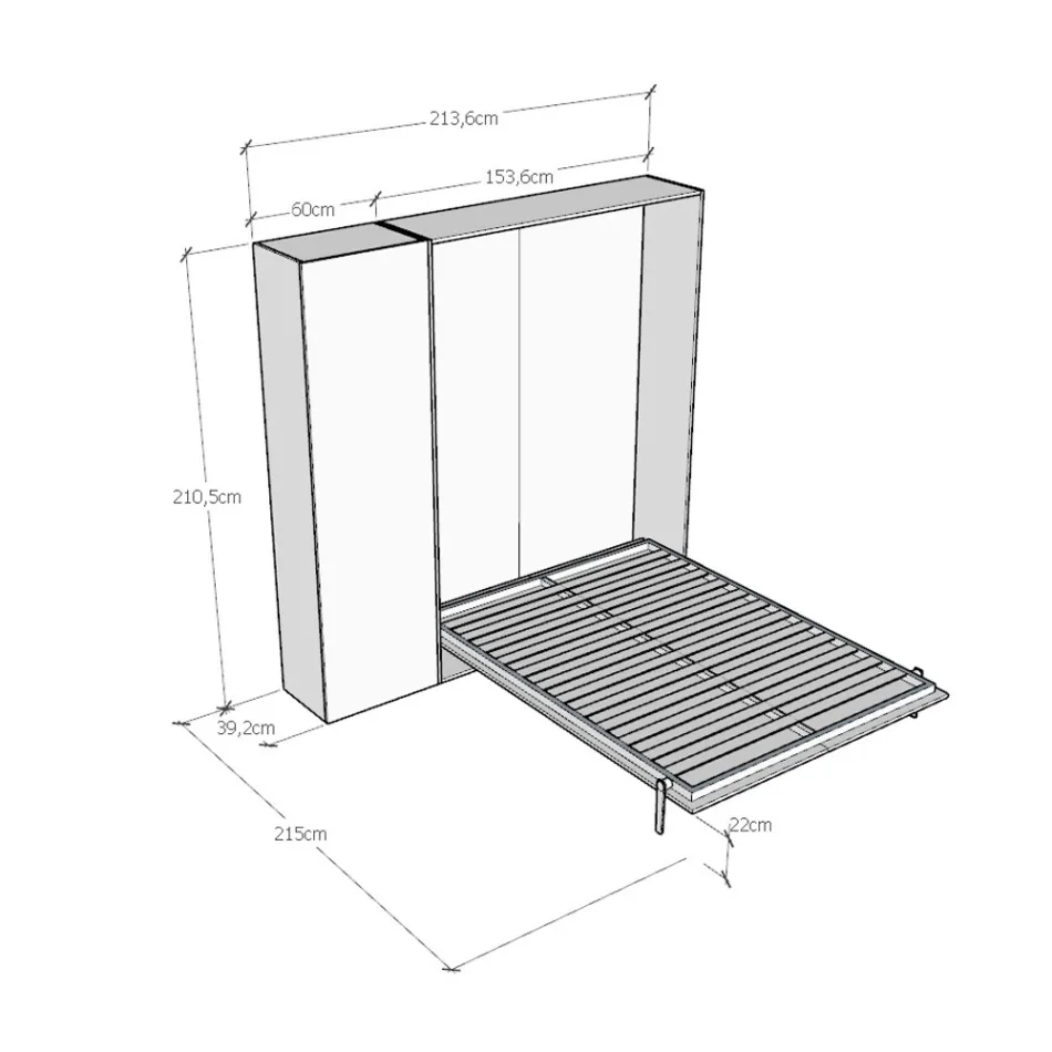 Pionowe składane łóżko francuskie z kolumną - Magicompare Viadurini