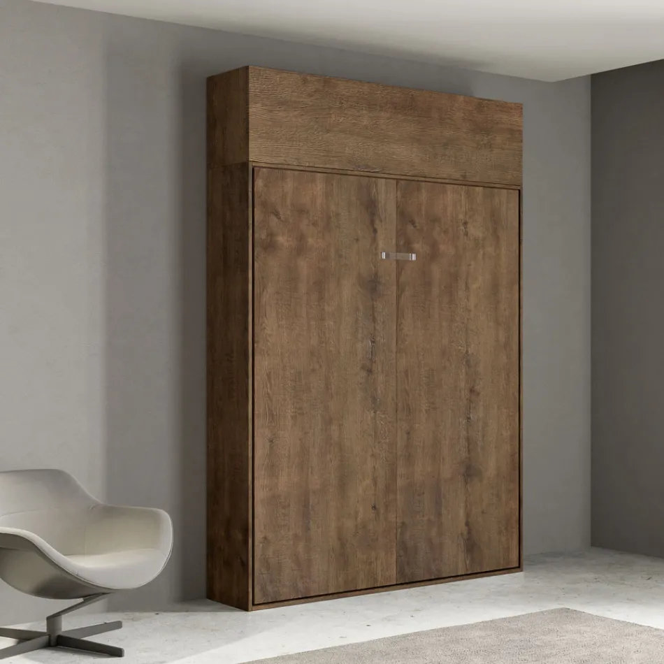 Pionowe składane łóżko francuskie ze ścianką działową - Magicompare Viadurini