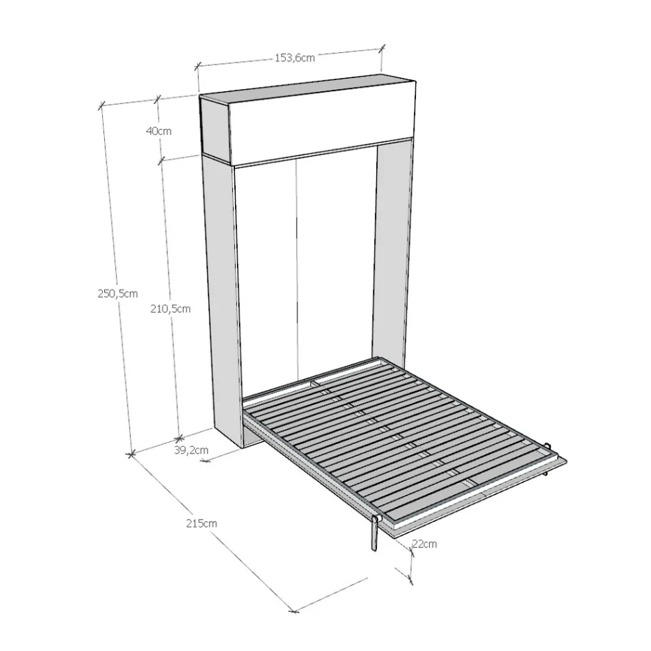 Pionowe składane łóżko francuskie ze ścianką działową - Magicompare Viadurini