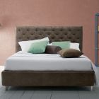 Tapicerowane podwójne łóżko ze schowkiem z tkaniny lub ekoskóry Wyprodukowano we Włoszech – Euro Viadurini