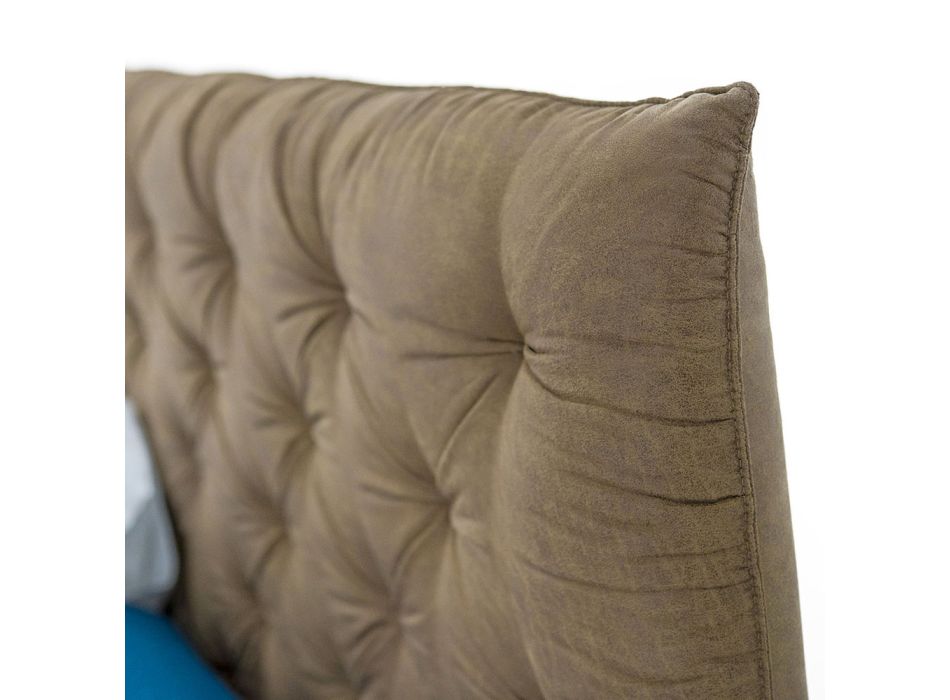 Tapicerowane podwójne łóżko ze schowkiem z tkaniny lub ekoskóry Wyprodukowano we Włoszech – Euro Viadurini