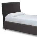 Łóżko pojedyncze z zagłówkiem z tkaniny Made in Italy - Fiuto Viadurini