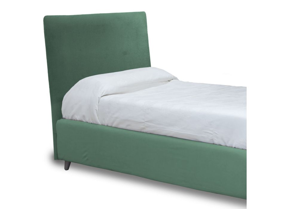 Łóżko pojedyncze z zagłówkiem z tkaniny Made in Italy - Fiuto Viadurini