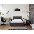 Pełnowymiarowe łóżko z wyściełanym zagłówkiem i nóżkami Made in Italy - Aaron Viadurini