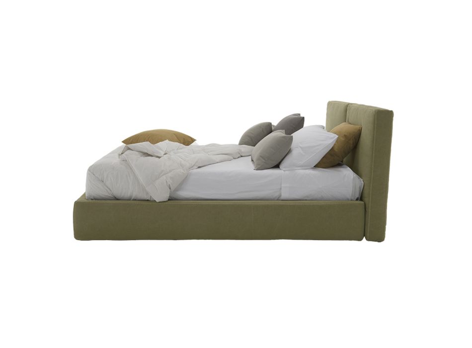 Tapicerowane podwójne łóżko z pudełkiem z ekoskóry Made in Italy - Desert Viadurini
