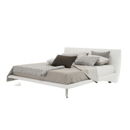 Łóżko podwójne tapicerowane z ekoskóry lub tkaniny Made in Italy - Armonica Viadurini