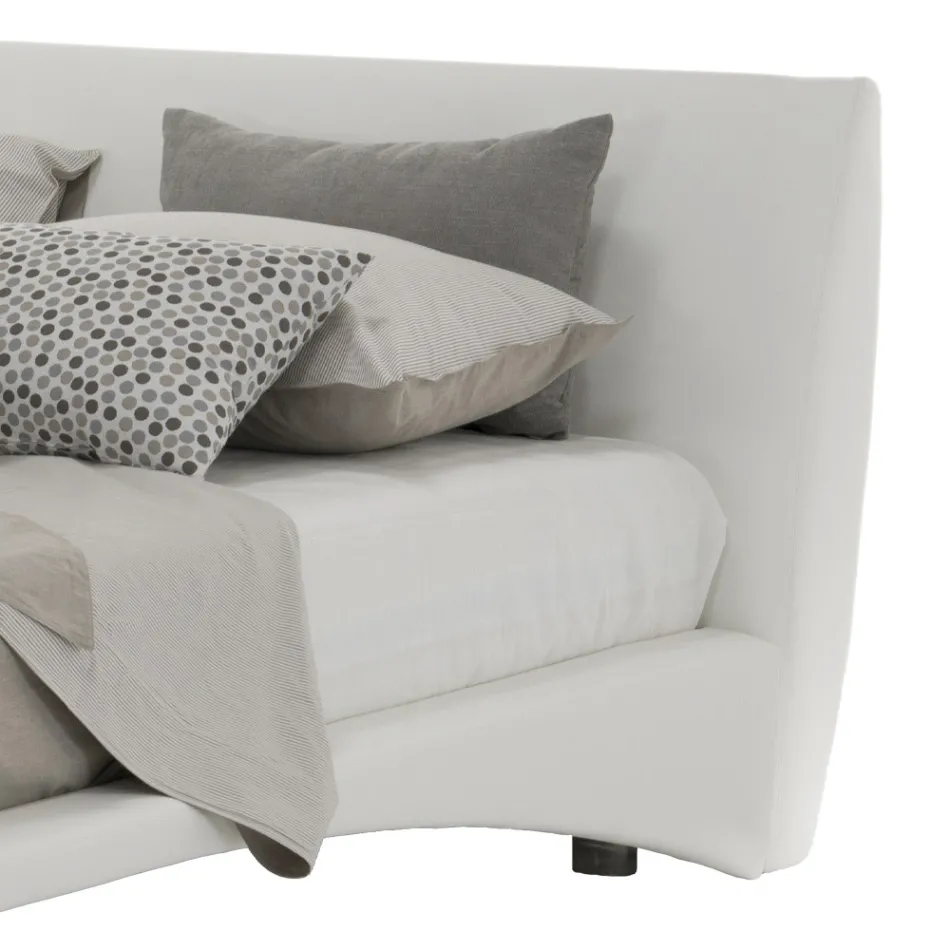 Łóżko podwójne tapicerowane z ekoskóry lub tkaniny Made in Italy - Armonica Viadurini