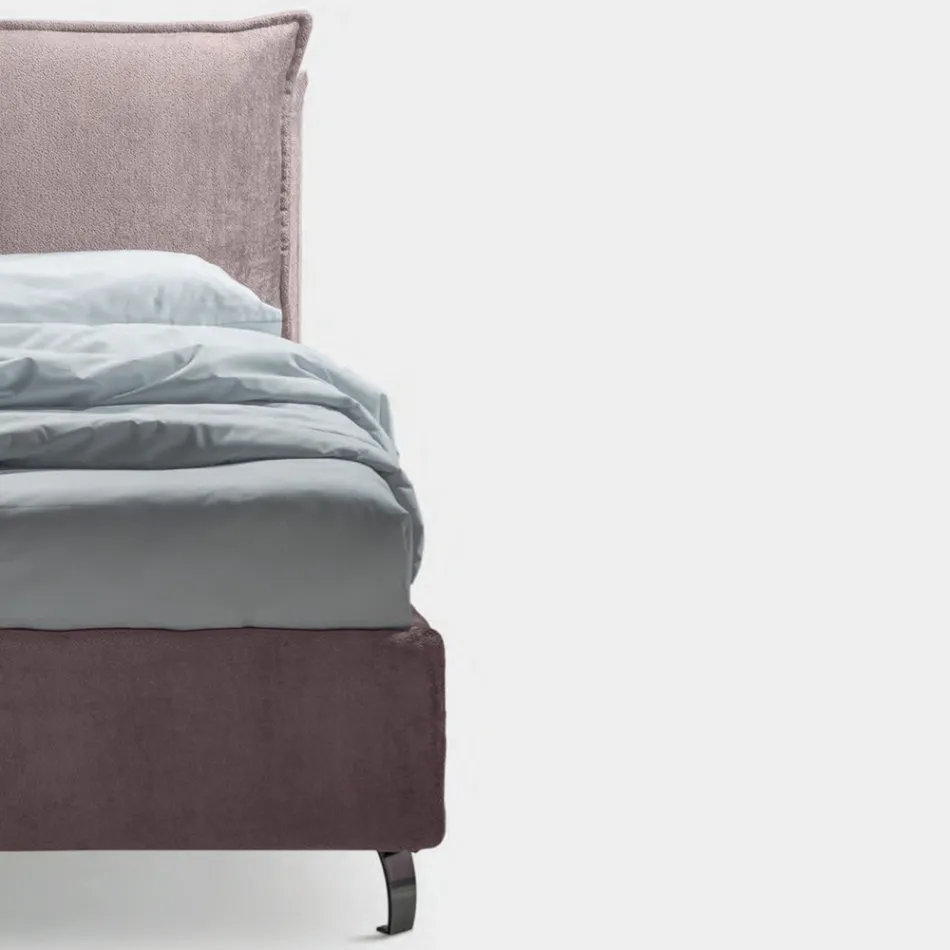 Łóżko podwójne 160x190 z 2 miękkimi poduszkami z falbanką obwodową - Ernesta Viadurini