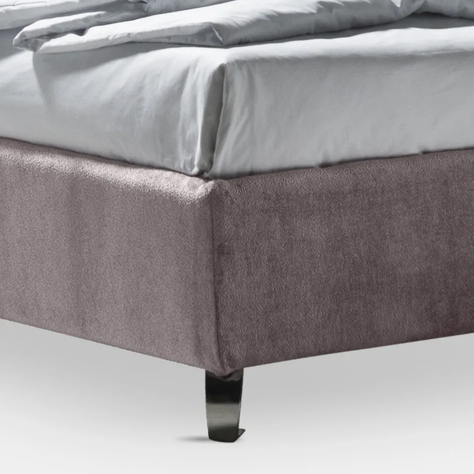 Łóżko podwójne 160x190 z 2 miękkimi poduszkami z falbanką obwodową - Ernesta Viadurini