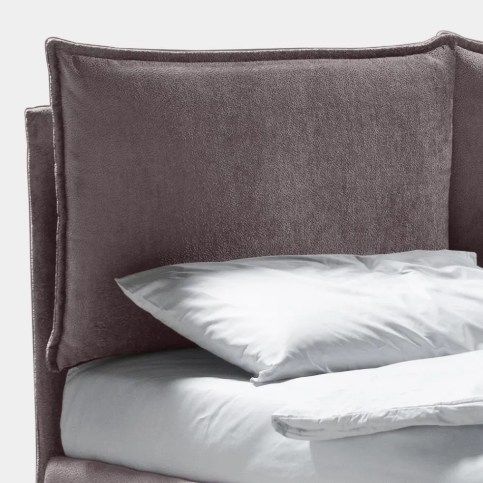 Łóżko podwójne 160x190 z 2 miękkimi poduszkami z falbanką obwodową - Ernesta Viadurini